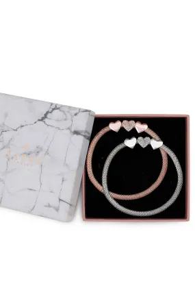 Lipsy Jewellery - Braccialetto elasticizzato in rete con cuore Confezione in confezione regalo da 2