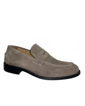 ROGAL'S mocassino eleganti uomo cerimonia cuoio pelle beige camoscio made in italy