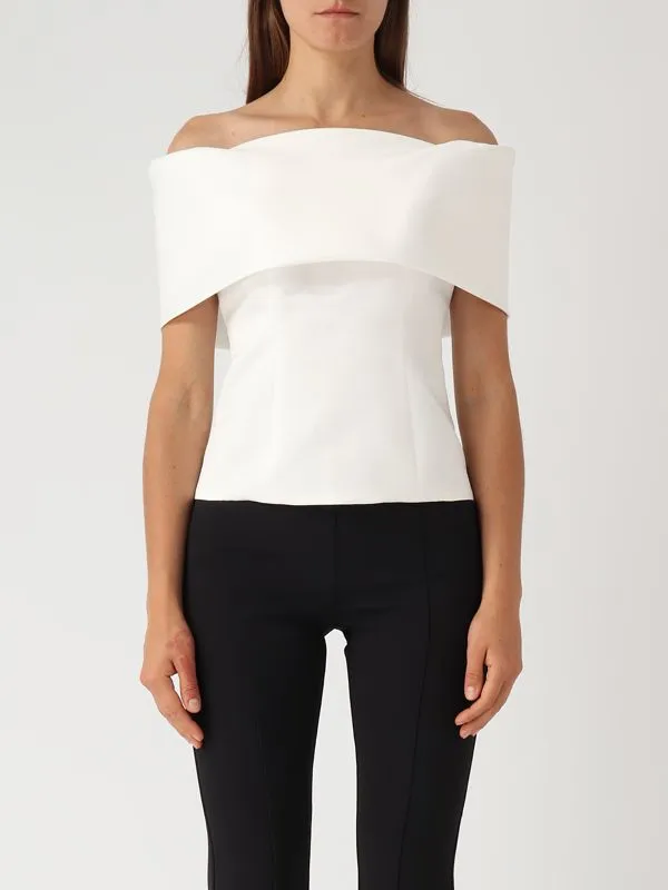 Top donna Giada Curti in rever satin Bianco